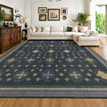 TURCURNO Moroccan Big Rugs 10x14 Area Rugs for Living Room, Persian Oriental Distressed Rugs for Office Bedroom Kitchen,Non-Slip & Stain, Black/Multi
