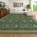 TURCURNO Farmhouse Extra Large 10x14 Area Rugs for Living Room, Retro Distressed Dining Room Rugs, Non-Slip Washable Soft Low Pile Carpet,Green