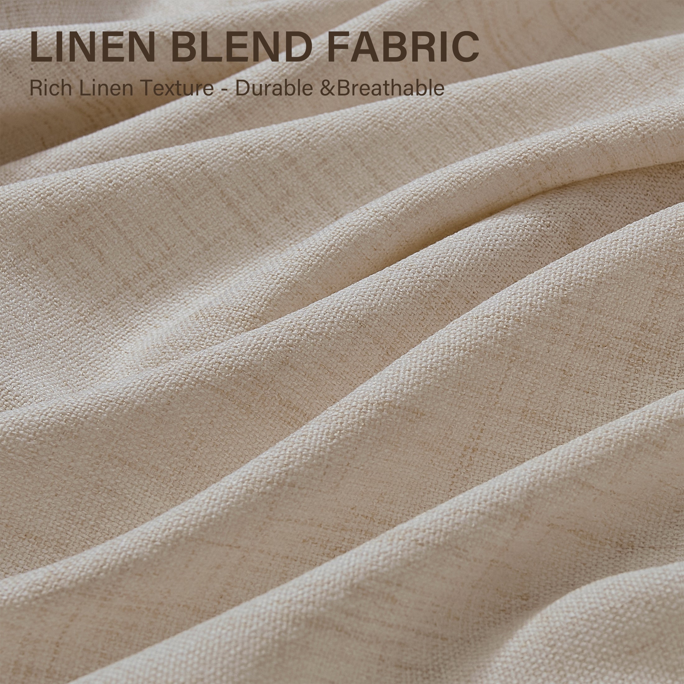 TURCURNO Light Filtering Linen Curtains for Living Room and Office,Soft Flax Textured Bronze Grommet Semi Sheer Privacy Drapes 2 Panels,Linen,52"x96"