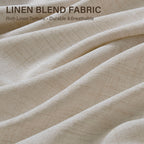 TURCURNO Light Filtering Linen Curtains for Living Room and Office,Flax Textured Bronze Grommet Semi Sheer Privacy Drapes 2 Panels,Natural,52"x96"