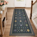 TURCURNO Non Slip Washable Black 2x6 Runner Rugs for Hallway, Oriental Medallion Distressed Stain Resistant Durable Carpets for Living Room Bedroom Office Laundry