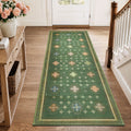 TURCURNO Stain Resistant 2x6 Olive Green Runner Rugs for Hallway, Non Slip Washable Durable Retro Distressed Indoor Rugs for Doorway Entryway Hallway, Green
