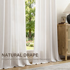 TURCURNO Light Filtering Linen Curtains for Living Room,Soft Fabric Bronze Grommet Semi Sheer Floor to Ceiling Curtains,2 Panels,Beige White,52"x102"