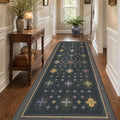 TURCURNO Tribal Boho Distressed Black 3x8 Runner Rugs for Hallway, Machine Washable Stain Resistant Durable Indoor Carpets for Living Room Bedroom Office