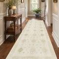 TURCURNO Beige Vintage 3x8 Farmhouse Long Runner Rugs, Traditional Persian Non-Slip Machine Washable Distressed Indoor Carpets for Hallway Kitchen Entryway