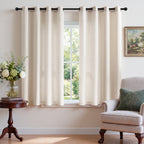 TURCURNO Light Filtering Linen Curtains for Bedroom Dining Room,Soft Flax Textured Bronze Grommet Semi Sheer Boho Curtains 2 Panels,Linen,52"x45"