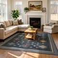TURCURNO 4x6 Black Area Rugs for Living Room, Persian Oriental Distressed Washable Non Slip Stain Resistant Durable Rugs for Office Dining Room Kitchen