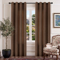 TURCURNO Light Filtering Linen Curtains for Bedroom,Soft Textured Brown Curtain with Bronze Grommet,Farmhouse Semi Sheer Drapes,Taupe,2 Panels,52"x84"