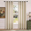 TURCURNO Soft Textured Linen Curtains,Semi Sheer Drapes with Bronze Grommet,Light Filtering Curtains for Living Room Bedroom,Natural,2 Panels,52"x84"