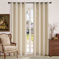 TURCURNO 90 Inch Linen Blend Curtains for Bedroom Dining Room,Light Filtering Semi Sheer Drapes Boho Farmhouse Bronze Grommet Curtains,Natural,2 Panels