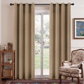 TURCURNO Light Filtering Semi Sheer Linen Curtains with Bronze Grommet,Farmhouse Boho Sliding Door Drapes for Living Room,Linen,2 Panels,52"x90"