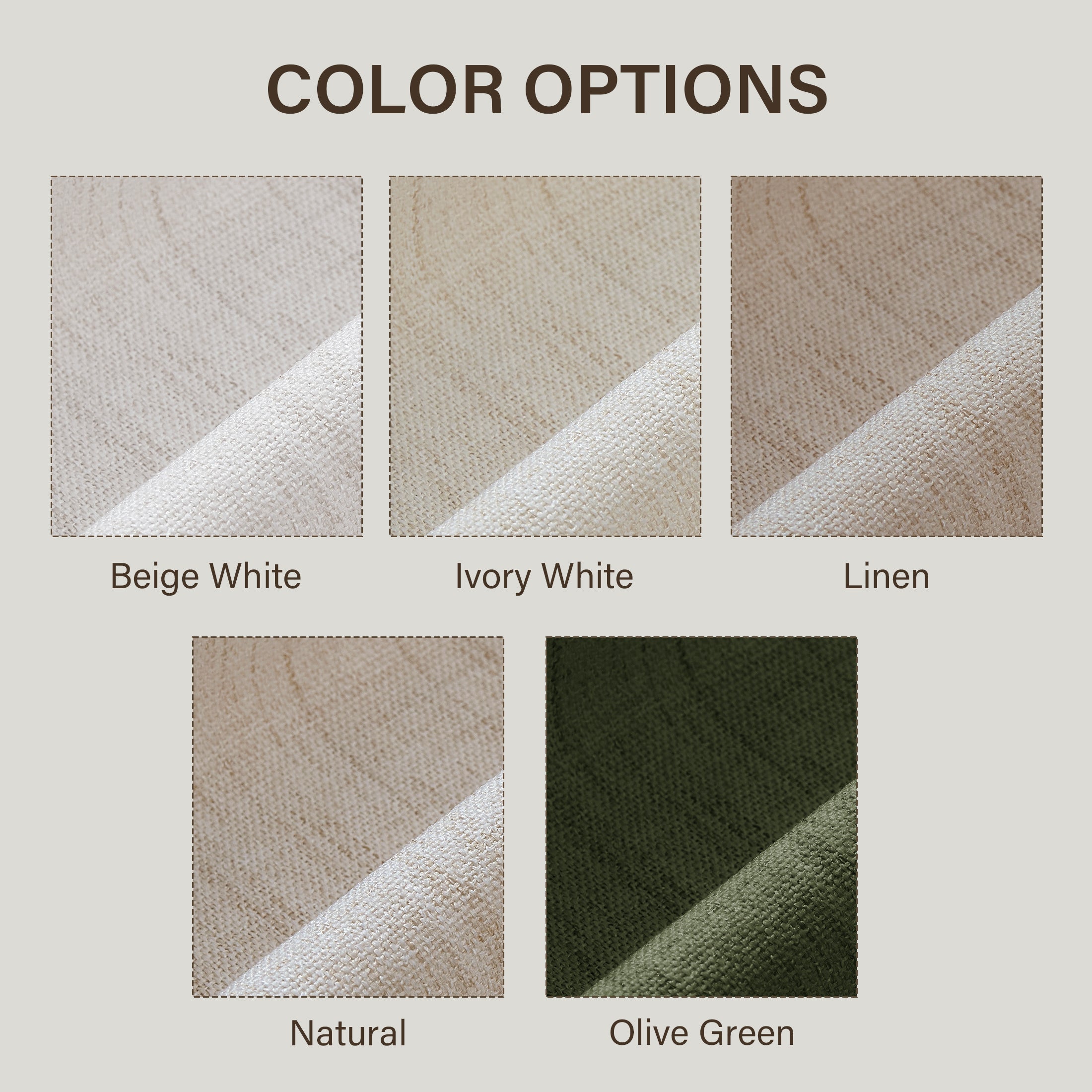 TURCURNO Light Filtering Linen Curtains for Bedroom Farmhouse,Soft Flax Textured Bronze Grommet Semi-Sheer Boho Curtains 2 Panels,Ivory White,52"x63"