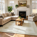 TURCURNO 5x7 Beige Farmhouse Distressed Area Rugs for Living Room, Non Slip Geometric Minimalist Carpets, Washable Stain Resistant Rugs for Bedroom Living Room Office