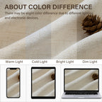 TURCURNO Light Filtering Linen Curtains for Bedroom Farmhouse,Soft Flax Textured Bronze Grommet Semi-Sheer Boho Curtains 2 Panels,Ivory White,52"x63"