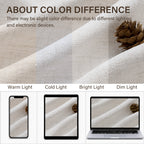 TURCURNO Light Filtering Linen Curtains for Living Room,Soft Fabric Bronze Grommet Semi Sheer Floor to Ceiling Curtains,2 Panels,Beige White,52"x102"