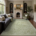 TURCURNO Non Slip Cream Green Area Rugs for Bedroom,Soft Low Pile Boho Farmhouse 6x9 Area Rugs Vintage Botanical Willow Leaf Print Rug for Living Room