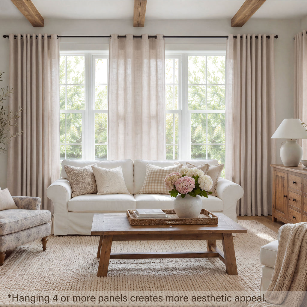 TURCURNO Light Filtering Linen Curtains for Living Room Bedroom,Soft Fabric Elegant Bronze Grommet Semi Sheer Window Curtain,2 Panels,Linen,52"x102"