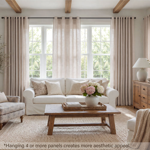 TURCURNO Light Filtering Linen Curtains for Living Room and Office,Soft Flax Textured Bronze Grommet Semi Sheer Privacy Drapes 2 Panels,Linen,52"x96"
