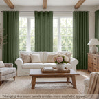 TURCURNO Light Filtering Linen Curtains for Bedroom,Soft Fabric Elegant Bronze Grommet Semi-Sheer Privacy Drapes 2 Panels,Olive Green,52"x90"