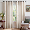 TURCURNO Light Filtering Linen Curtains for Living Room Bedroom,Soft Fabric Bronze Grommet Semi-Sheer Window Curtain,2 Panels,Linen,52"x84"