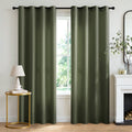 TURCURNO Light Filtering Linen Curtains for Living Room Bedroom,Soft Fabric Bronze Grommet Semi-Sheer Window Curtain,2 Panels,Olive Green,52"x84"
