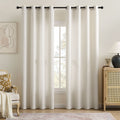 TURCURNO Light Filtering Linen Curtains for Living Room Bedroom,Soft Fabric Bronze Grommet Semi-Sheer Boho Curtains 2 Panels,Ivory White,52"x84"