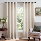 TURCURNO Light Filtering Linen Curtains for Living Room Bedroom,Soft Flax Textured Bronze Grommet Semi-Sheer Privacy Drapes 2 Panels,Linen,52"x90"