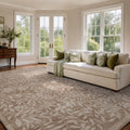 TURCURNO Soft Low Pile Washable 9X12 Oversized Area Rugs for Living Room,Stain Resistant Non Slip Willow Leaf Cream Brown Indoor Rugs Boho Farmhouse Rugs for Dining Room