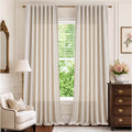 TURCURNO Natural White Linen Curtains Set, Light Filtering Back Tab Drapes for Living Room, Bedroom & Dining Room, Natural, 102 Inch Length, 2 Panels