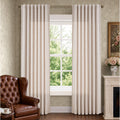 TURCURNO 84 inch Semi Sheer Linen Blend Curtains, Soft Fabric Light Filtering Curtains Drapes for Living Room, Back Tab, Linen, 2 Panels, 52"x84"
