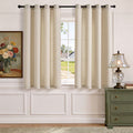 TURCURNO Soft Fabric Semi Sheer Linen Curtains,Light Filtering 63 Inch Cream Drapes,Farmhouse Boho Bronze Grommet Bedroom Curtains,Natural,2 Panels