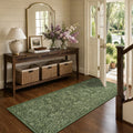 TURCURNO Washable 2x6 Willow Leaf Runner Rugs for Hallway Kitchen Entrance,Foldable Boho Farmhouse Olive Green Runner Rug,Non Slip Stain Resistantrug Laundry Room Rug