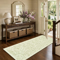 TURCURNO Kitchen 2x6 Runner Rugs Non Skid Washable for Entryway Hallways,Vintage Willow Leaf Cream Green Runner Rug for Stair,Soft Low Pile Boho Runner Mat