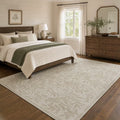 TURCURNO Non Slip Beige Grey 5x7 Area Rug for Living Room Bedroom,Soft Low Pile Vintage Willow Leaf Rugs Neutral Boho Farmhouse Washable Area Rugs