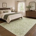 TURCURNO Washable Bedroom Rugs 5x7 Cream Green Botanical Willow Leaf Print Area Rugs for Living Room Non Slip Soft Low Pile Neutral Boho Farmhouse Rugs