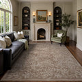 TURCURNO Machine Washable 6x9 Area Rug for Living Room Bedroom,Stain Resistant Soft Low Pile Rugs Vintage Willow Leaf Cream Brown Boho Farmhouse Area Rug