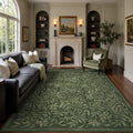 TURCURNO Non Slip 6x9 Area Rug Pads for Bedroom,Soft Low Pile Vintage Willow Leaf Rug Olive Green Stain Resistant Neutral Boho Farmhouse Area Rug for Living Room