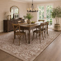 TURCURNO Stain Resistant 8x10 Dining Room Rugs for Under Table,Low Pile Warm Cream Brown Large Area Rug Retro Soft Willow Leaf Foldable Boho Farmhouse Area Rug