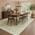 TURCURNO Non Slip Rug Pads 8x10 Large Area Rugs for Living Room,Washable Foldable Cream Green Dining Table Area Rug Vintage Botanical Willow Leaf Farmhouse Area Rug