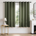 TURCURNO Light Filtering Linen Curtains for Bedroom Farmhouse,Soft Flax Textured Bronze Grommet Semi-Sheer Privacy Drapes 2 Panels,Olive Green,52"x63"