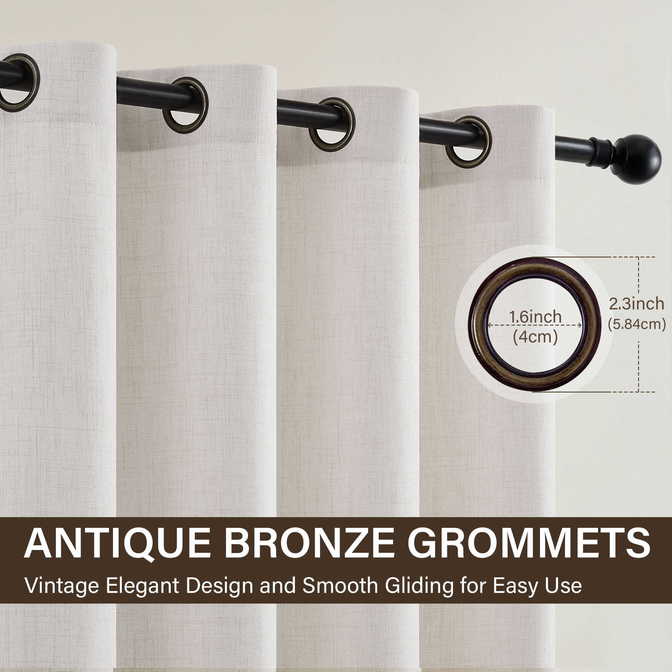 TURCURNO Light Filtering Linen Curtains - Image 9