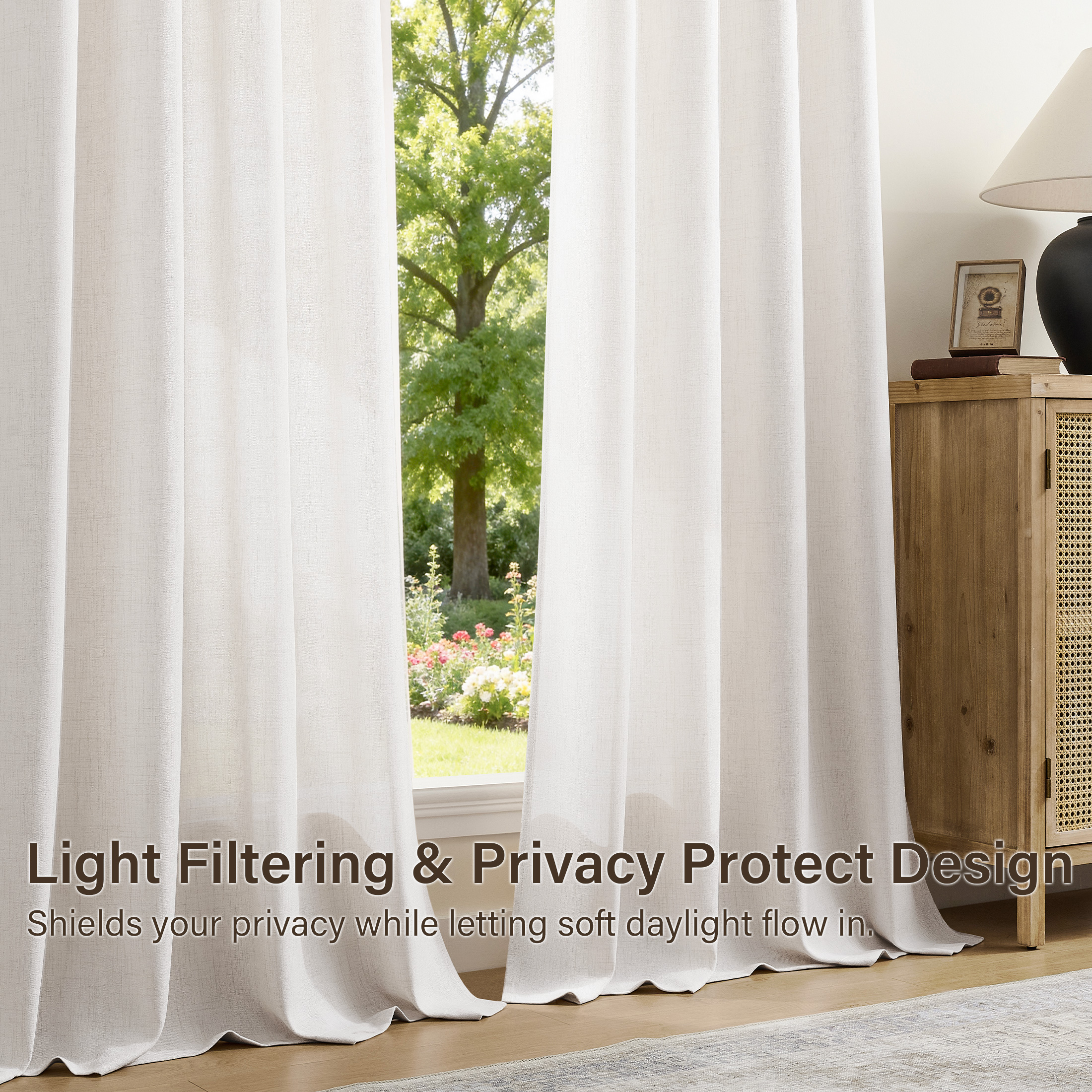 TURCURNO Light Filtering Linen Curtains - Image 7