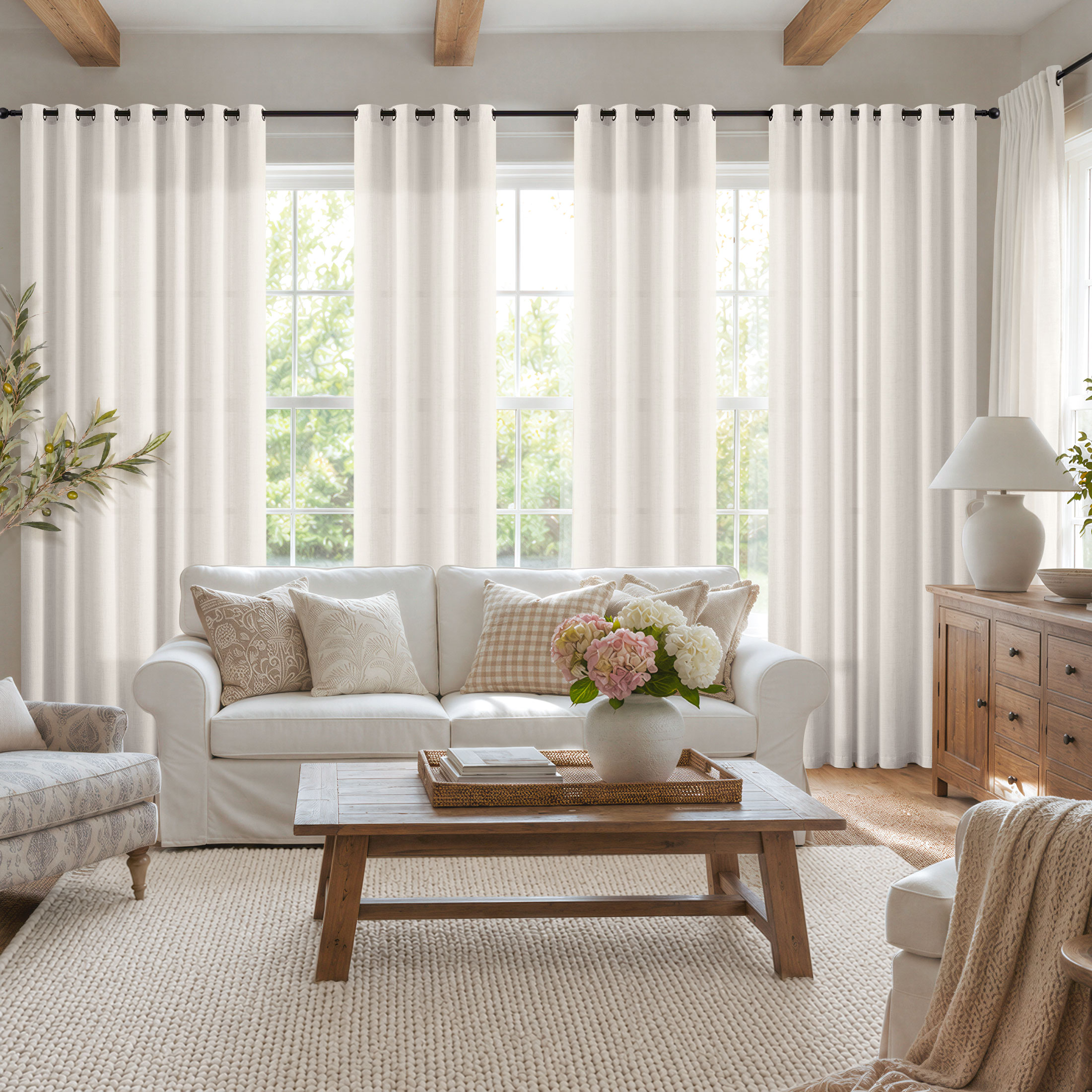 TURCURNO Light Filtering Linen Curtains - Image 3