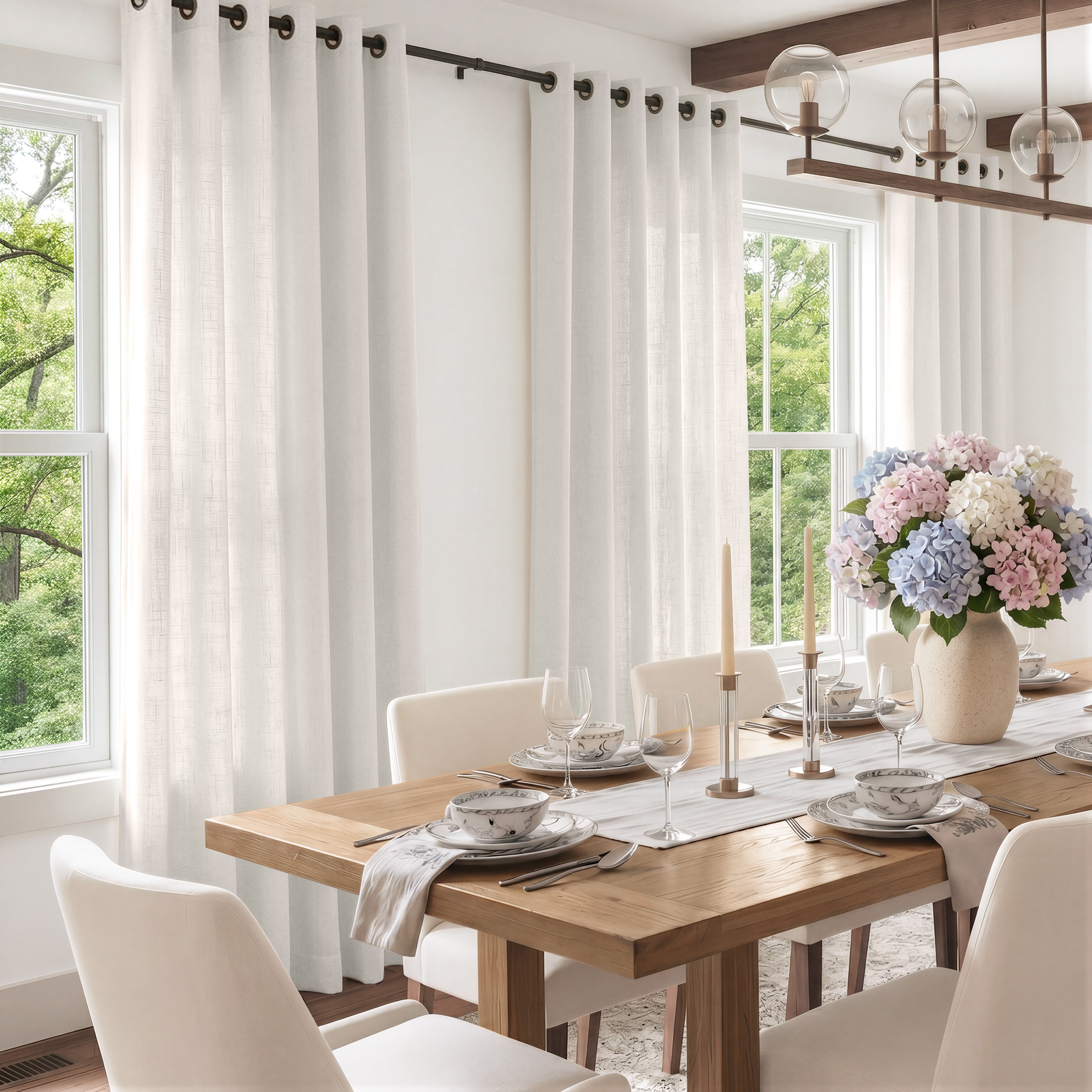 TURCURNO Light Filtering Linen Curtains - Image 2